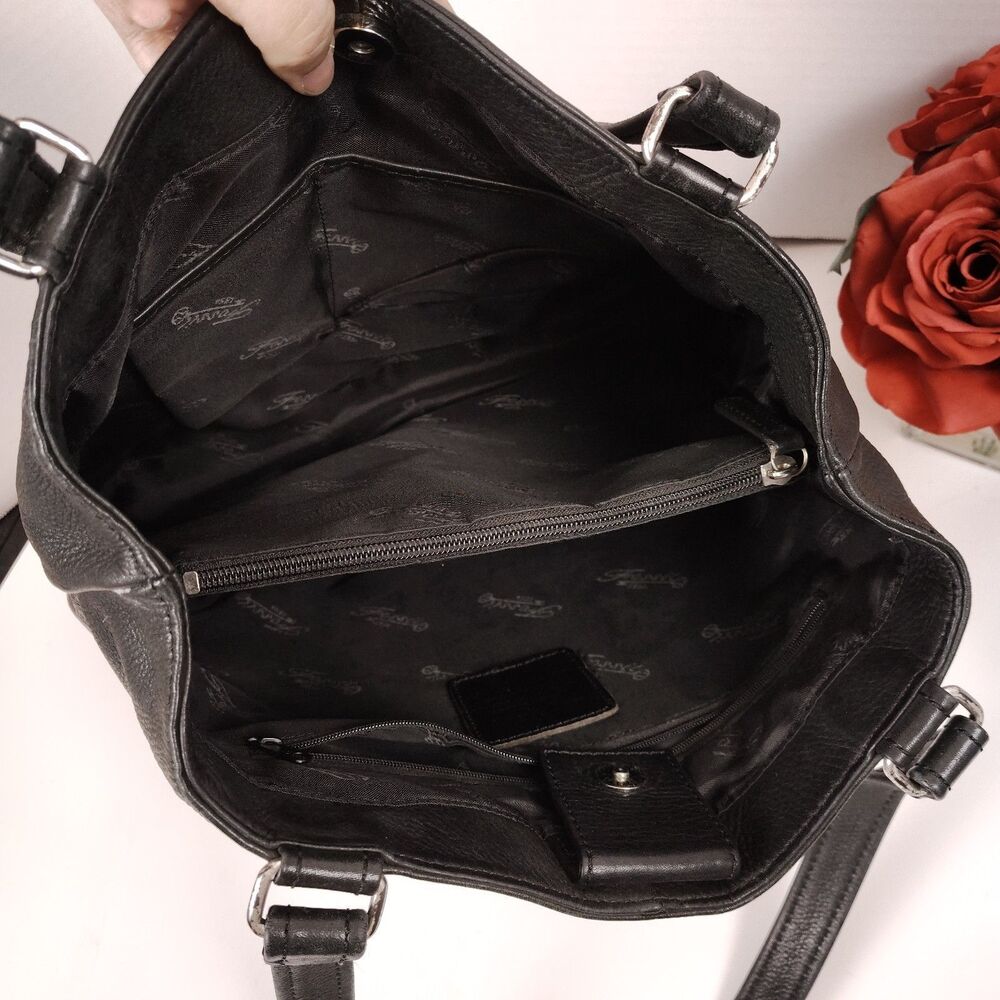 FLAW Fossil Black Leather Handbag Shoulder Bag Vintage Purse - Picture 11 of 16